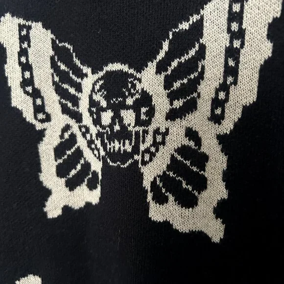 Lurking Class Skullfly Butterfly Scull Crop Cardigan Sweater Black Goth Grunge M - Picture 6 of 10